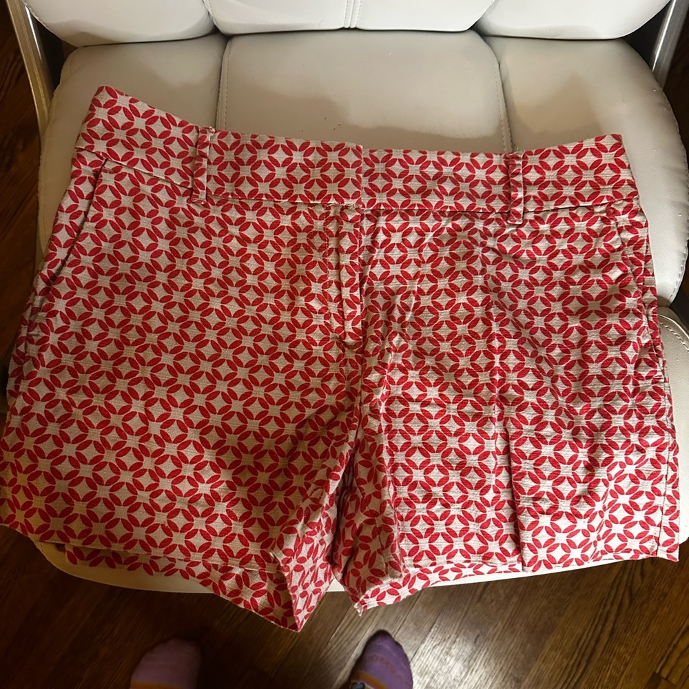 LOFT Red and White Bermudas Classic Houndstooth
